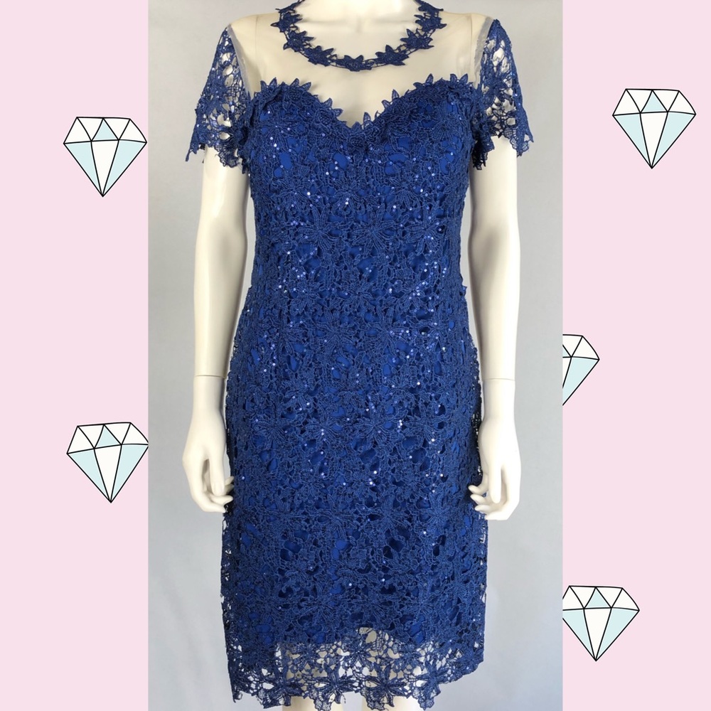 Straight cut lace dress knee length.
